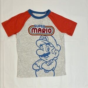 Nintendo Kids Super Mario Raglan T-Shirt - Red and Gray - Size 6